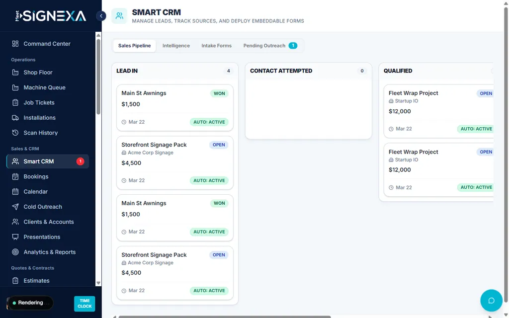 Meet SIGNEXA Smart CRM sales pipeline