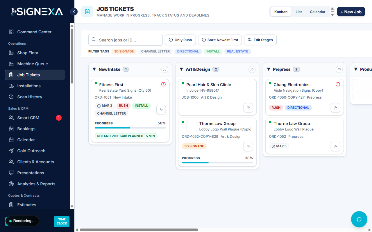 Digital Job Tickets & Work Orders — Meet SIGNEXA platform interface